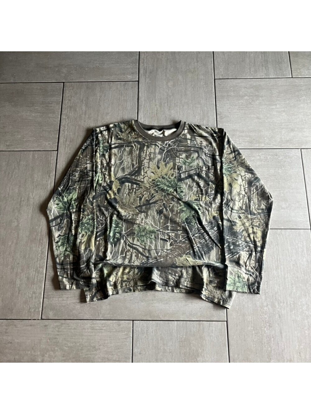 Vintage Camouflage Long Sleeve Cotton Shirt with Pocket Size L-XL